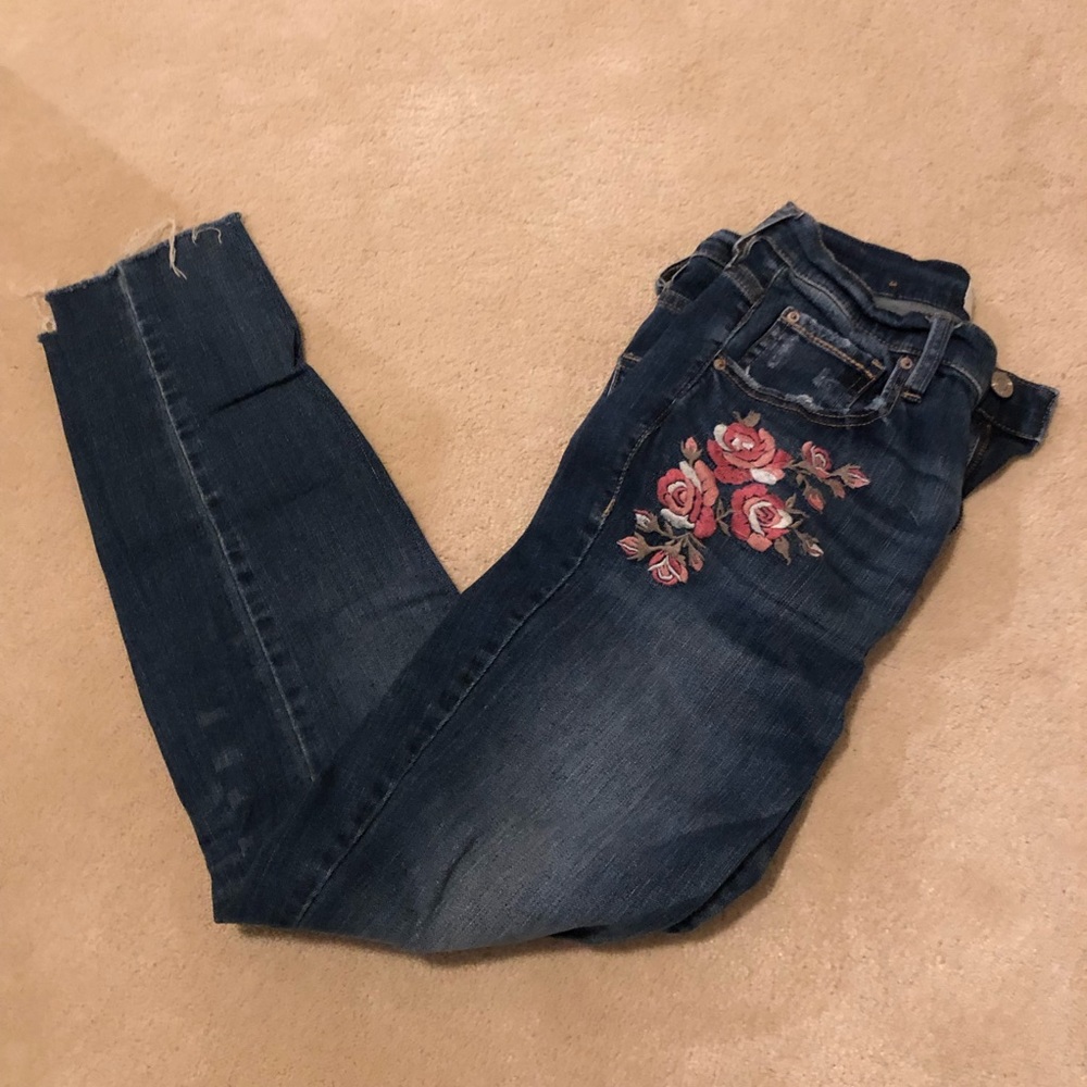floral high waisted skinny jeans